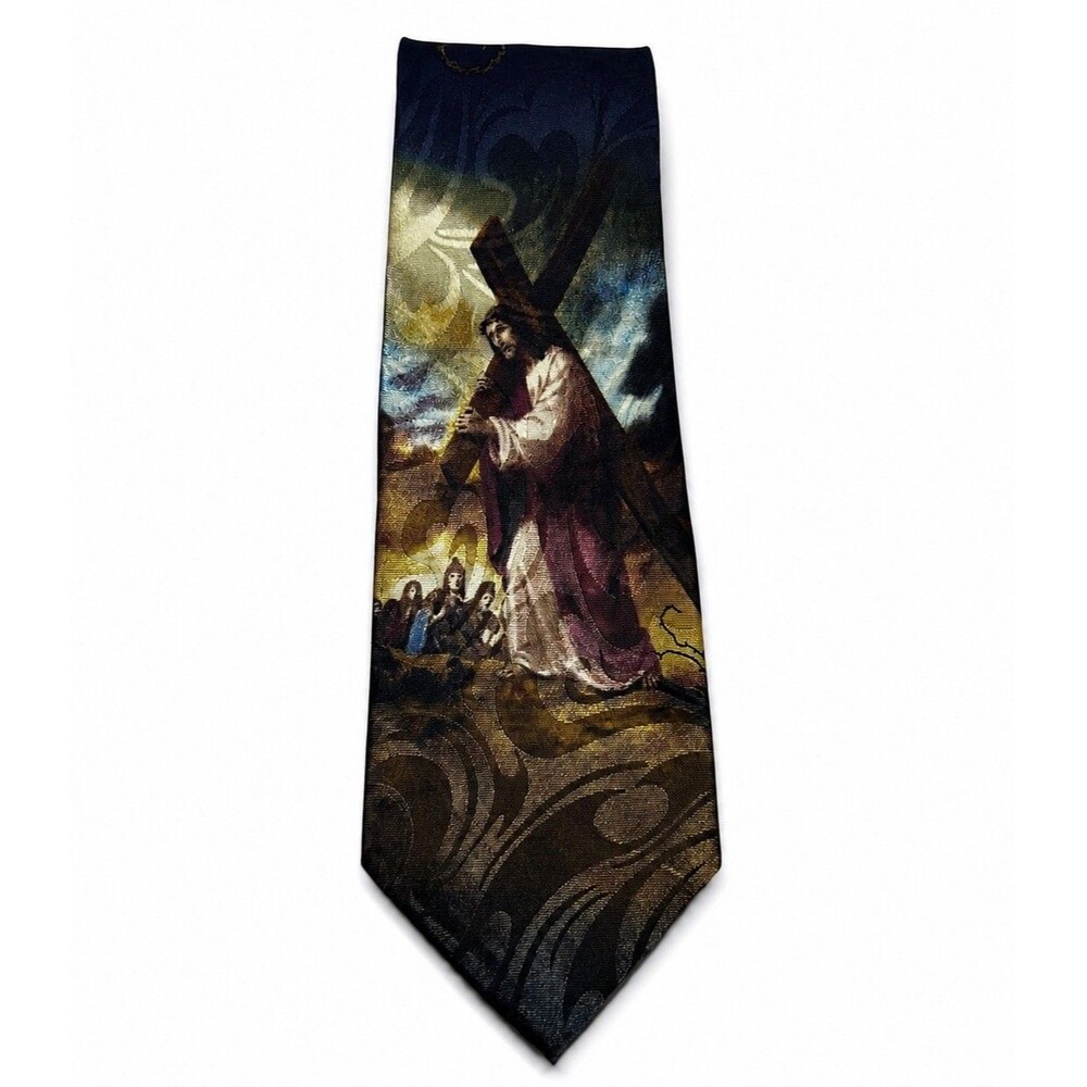 Steven Harris Tie Men's (3.75") Multicolor Jesus Cross Religious Polyester NWOT